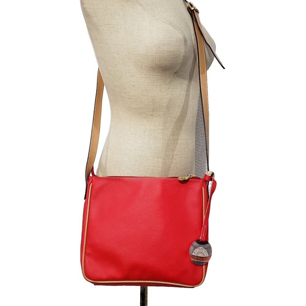 Gattinoni Red & Brown Crossbody Bag Logo Italian Designer